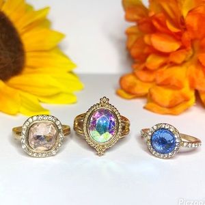 Jewel/Gem Ring Set - 3 Rings